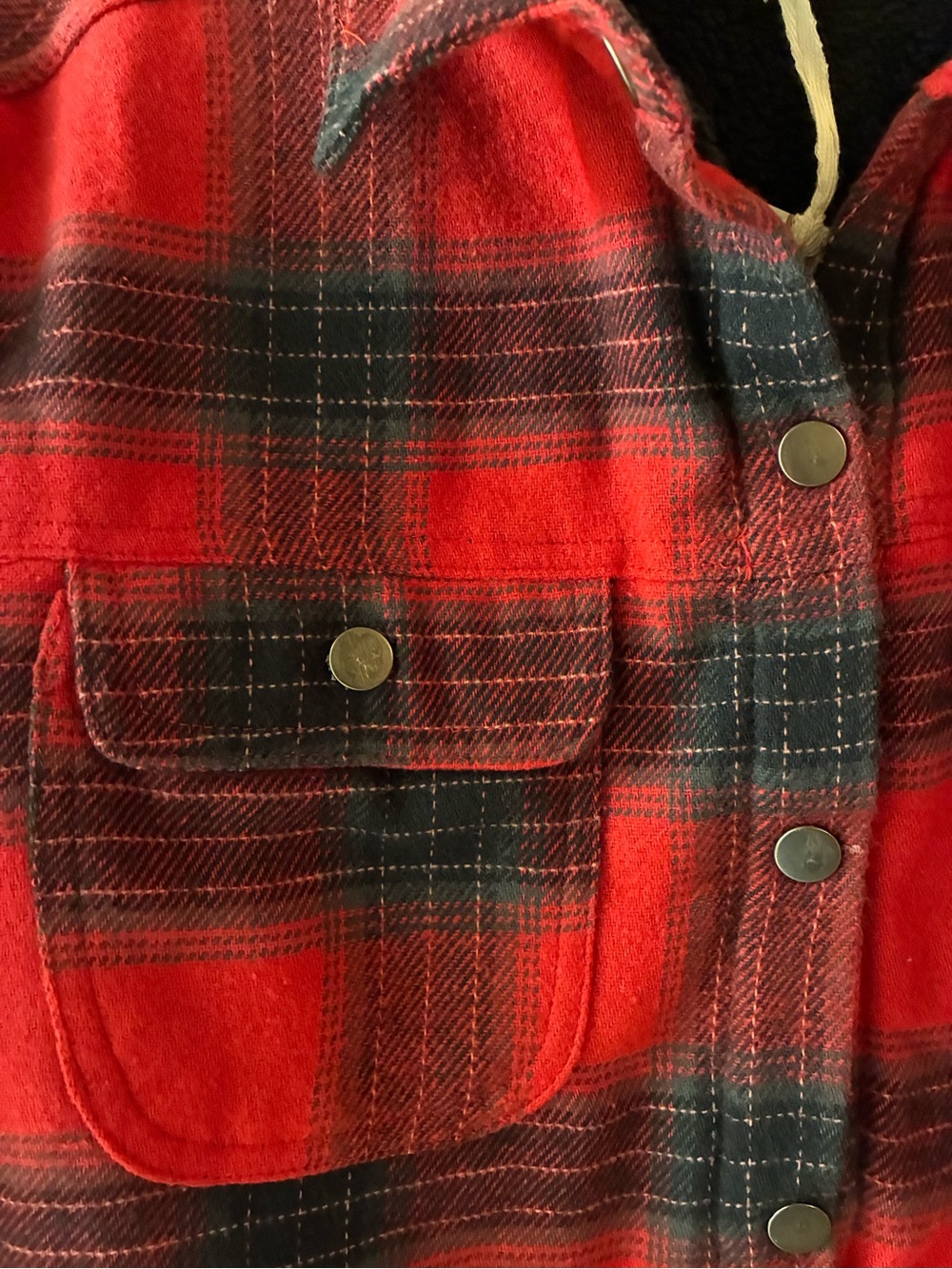 Jessica Simpson Red & Black Plaid Button-Front Kids Shirt Jacket - Picture 5 of 5